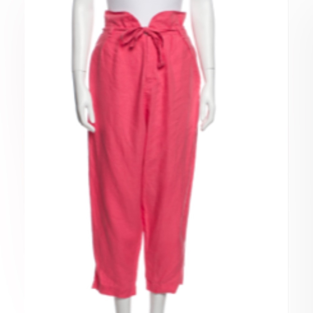 Pink linen cropped pants from Posse The Label.  Linen. Size Small.